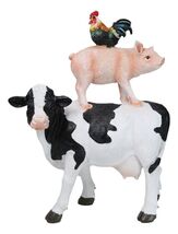 Western Country Rustic Farmhouse Holstein Cow Piglet And Hen Chicken Fig... - $48.79 CAD