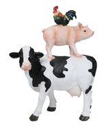 Western Country Rustic Farmhouse Holstein Cow Piglet And Hen Chicken Fig... - $636.73 MXN