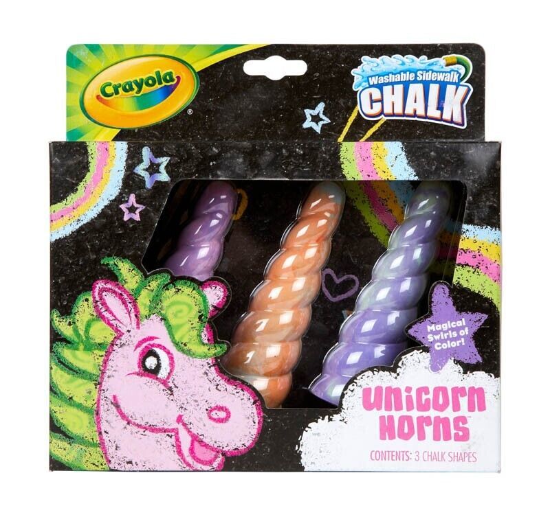Crayola Washable Sidewalk Chalk - 3 Unicorn Horns Chalk Piece Set - $12.86