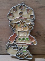 Vintage Handmade Strawberry Shortcake Stained Glass Lead Window Hanging 1980&#39;s - £18.55 GBP