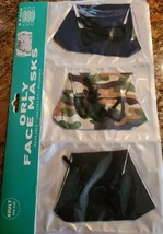 Orly 3 Pack Adult Face Masks Camo, Black, Navy Blue New Sealed Reusable ... - $7.24