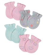 Gerber Baby Girl 4-Piece ORGANIC Clouds/Dots Mittens Size 0-3M Pink Grey... - $7.95