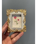 Framed Original Hand painted Miniature Watercolor Painting of a Red Carn... - $25.74