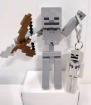 Minecraft SKELETON With Bow Toy + Backpack Clip Keychain Mini Figure CUTE - £11.94 GBP