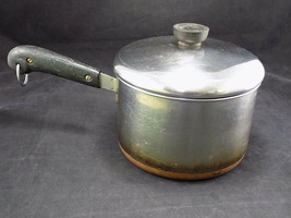 Vintage Revere Ware 2 Quart Copper Bottom Pot Clinton Ill Double Circle Pre 1968 - £18.82 GBP