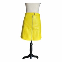 Zara Basic Yellow Mini Faux Leather Zipper Skirt Size S - £22.92 GBP