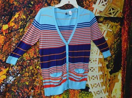WOMEN&#39;S STRIPED 3/4 LENGTH SLEEVES OVER SWEATER WITH POCKETS BY BP / SIZE S - £7.85 GBP