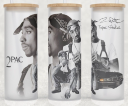 Frosted Glass Tupac Shakur 2pac Rap Cup Mug Tumbler 25oz with lid and straw - £15.88 GBP