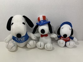 Snoopy Peanuts plush lot 3 MetLife small stuffed dogs race car driver Uncle Sam - £7.74 GBP