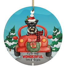 Cute Miniature Schnauzer Dog Ride Car The Most Time Of Year Xmas Circle ... - $19.75
