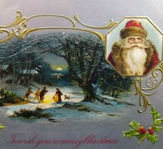 Christmas Postcard Winsch Back Old World Santa Claus South Hammond New York 1911 - £24.23 GBP