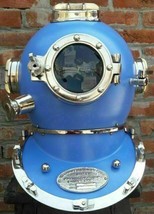 Blue Finish Classic Diving Helmet Deep Sea Scuba Diving helmet US Navy Mark V - £168.08 GBP