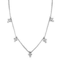 3W1037 - Rhodium Brass Chain Pendant with AAA Grade CZ  in Clear - $784.96 MXN