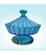 Vintage Fostoria Blue Henry Ford Museum Collection HFM Covered Glass Can... - $97.39 CAD