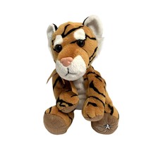 Russ Berrie Shining Stars Plush Stuffed Animal Toy Tiger Cub 7 in Tall Orange Bl - $9.89