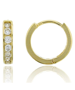 ADIRFINE 14K Solid Gold Cubic Zirconia 9MM Huggie Hoop Earrings - $95.99
