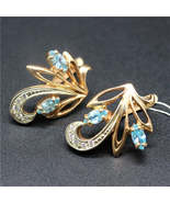 14K Gold Plated Elegant Stud Earrings with Zircon, Classic Unique Design - £32.75 GBP+