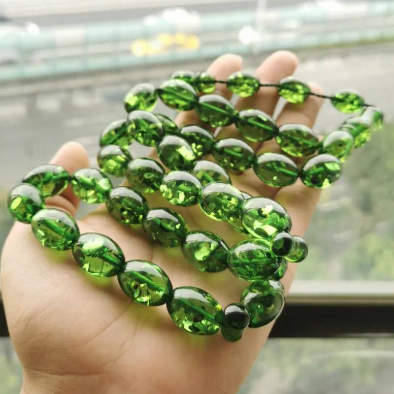 Green Resin Tasbih 33 Big size Prayer bead islamic Rosary Muslim Man turkish pra - £29.05 GBP