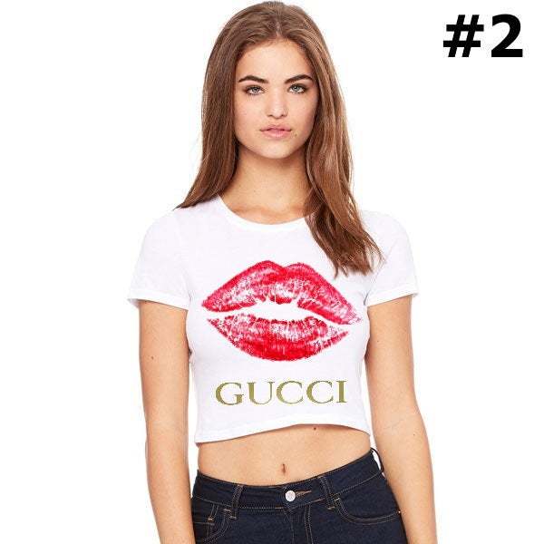 T-shirt Cropped Gucci lips 2 - $9.99