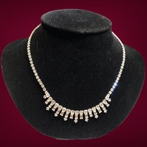 Sherman Clear Rhinestone necklace  16.5” Excellent Condition Wedding Prom - £83.62 GBP