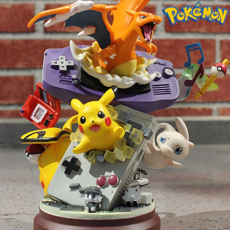 19cm Anime Pokemon Pikachu Toys Resin Station Gameboy Pika Mew Charizard... - £40.66 GBP+