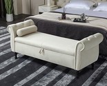 Rectangular Sofa Stool 63&#39;&#39; Storage Button Tufted, Rolled Armed Ottoman ... - £346.00 GBP