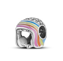 2024 New Charm S925 Sparkling Rainbow Helmet Charm Fit Bracelet and Necklace - £8.65 GBP