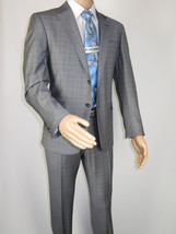 Men Suit BERLUSCONI Turkey Italian Wool 180's Glenn Plaid K230-12 Gray Blue image 6