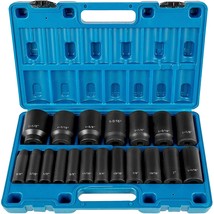 VEVOR Impact Socket Set 1/2 Inches 19 Piece Impact Sockets, Deep Socket, 6-Point - £70.33 GBP