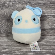 Squishmallow 3.5&quot; Penny the Pretty Panda w/ Backpack Clip Plush 2017 Blue HTF - £38.80 GBP