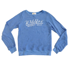 WILDFOX Kids Sweat-Shirt Beverly Hills Solide Bleue Taille 6Y - £27.50 GBP