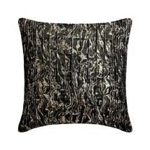 Black &amp; Gold Silk Pintucks &amp; Textured 16"x16" Pillow Cover - Gold In The... - $29.23+
