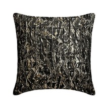 Black &amp; Gold Silk Pintucks &amp; Textured 16&quot;x16&quot; Pillow Cover - Gold In The Dark - £23.36 GBP+