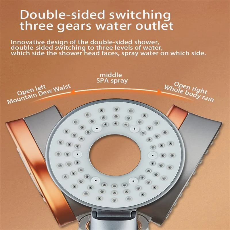 House Home Double Sided Shower Head 3 Modes Faucets Rainfall Water Saving G1/2 P - £29.57 GBP