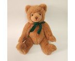 16&quot; VINTAGE 1993 GUND BROWN BABY TEDDY BEAR GREEN BOW STUFFED ANIMAL PLU... - £44.91 GBP