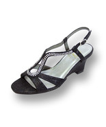 FLORAL Nikki Women Wide Width Wedge Sandal with Swirly Rhinestone Strip ... - $59.95