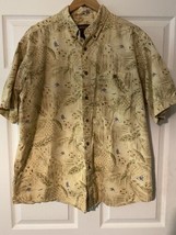 Vintage Woolrich button down shirt man paddling a canoe and floral size ... - £15.80 GBP