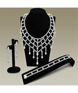 LO2428 - Rhodium Brass Jewelry Sets with AAA Grade CZ  in Clear - $211.19 CAD