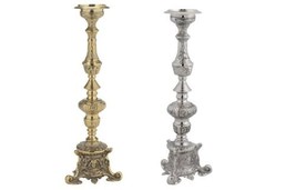 Large Engraved Greek Orthodox Brass Candle Sticks 19.7&quot; 50cm - £208.73 GBP+