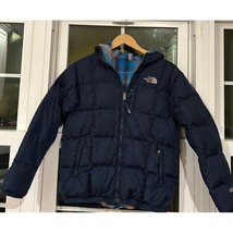 The North Face TNF Reversible 550 Down Hooded Puffer Jacket Navy Boys 14... - £35.86 GBP