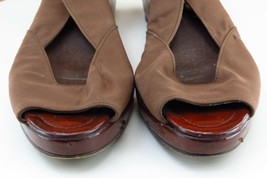 Donald J Pliner Size 8 M Brown Slingback Fabric Women Sandal Shoes Kaila - £15.53 GBP