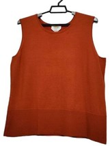 Talbots Womens 1X Sleeveless Tunic Sweater Orange Scoop Neck Merino Wool - £21.22 GBP
