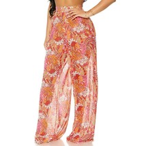 Palazzo Pants Sheer Mesh Swim Coverup Print High Waisted Pool Raspberry 441429 - £20.69 GBP