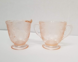 MacBeth Evans Creamer Sugar Bowl Set American Sweetheart Pink Floral 2 Pc Set - $11.88