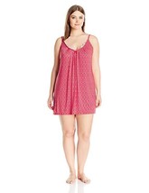 Oscar De La Renta Womens Intimate Plus Size Knit Chemise,Red Rich Mosaic,2X - $74.00