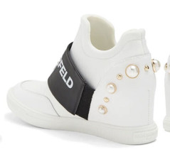 karl lagerfeld Paris NIB Charsi women’s White Pearl Size 7 High Heel Sneakers SF - £63.22 GBP