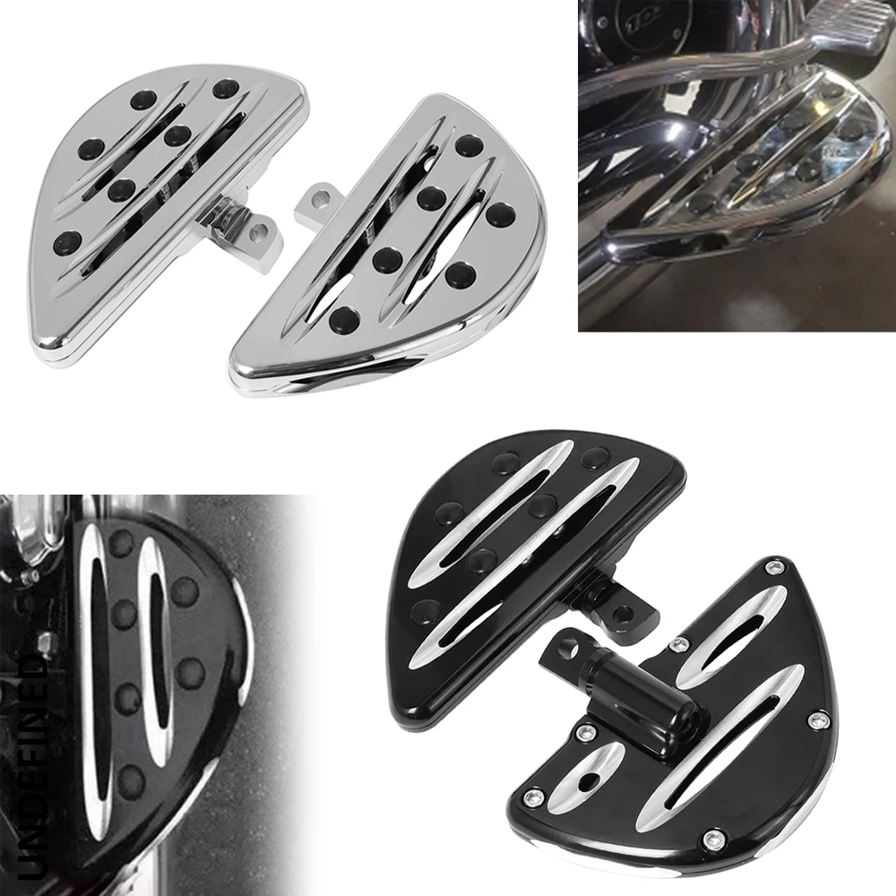 Motorcycle CNC Rear Foot Pegs Passenger Floorboards Footrest Pedal Chrome/ Black - £53.02 GBP+