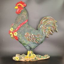 Life Size 16&quot; Big Black Cock Rooster Wall Art Resin, Hand Painted - $18.00