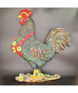 Life Size 16&quot; Big Black Cock Rooster Wall Art Resin, Hand Painted - $18.00