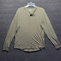 Lucky Brand California Men&#39;s Sz M Striped Green Long Sleeve Henley Shirt - £12.12 GBP